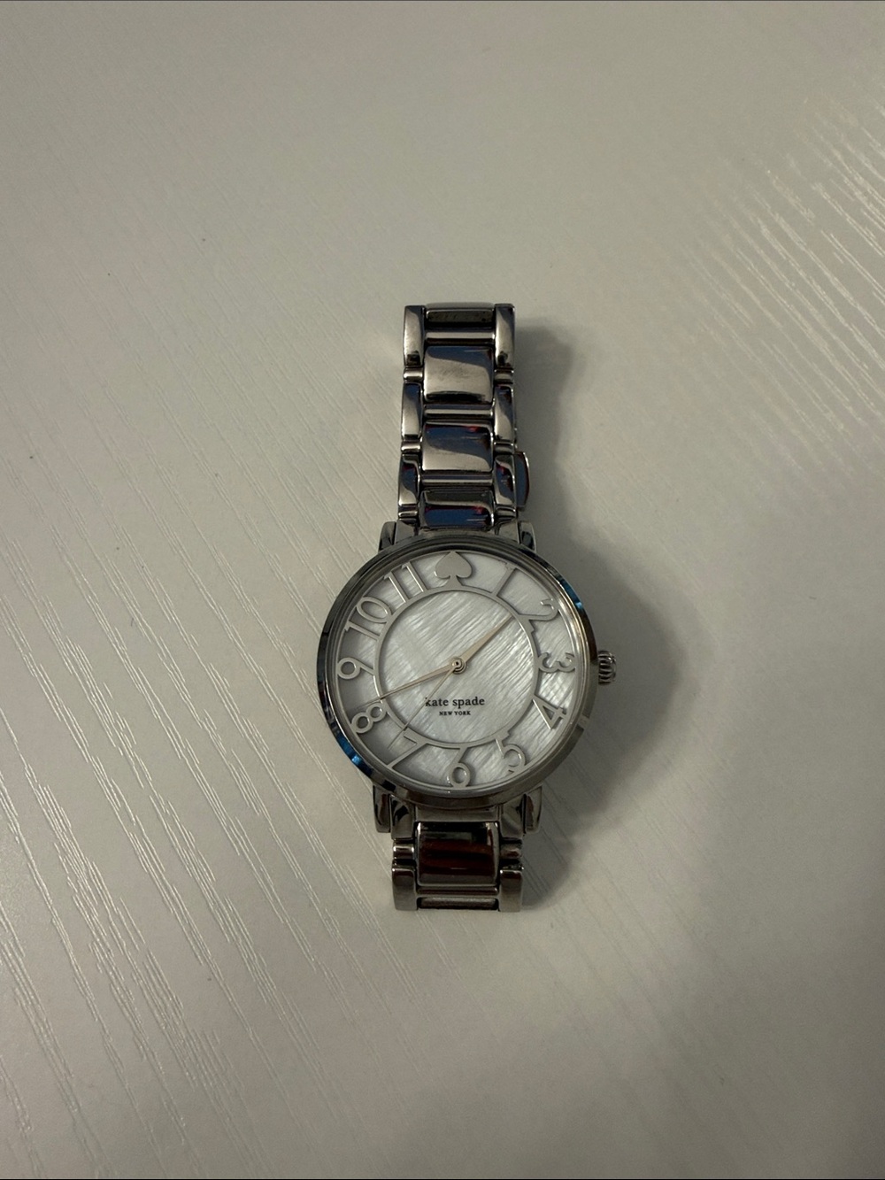 kate spade Silver-Tone Stainless Steel Watch with Mother-of-Pearl Dial